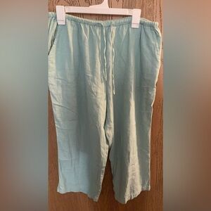 Stephanie Rogers Aqua Linen Blend Pants
